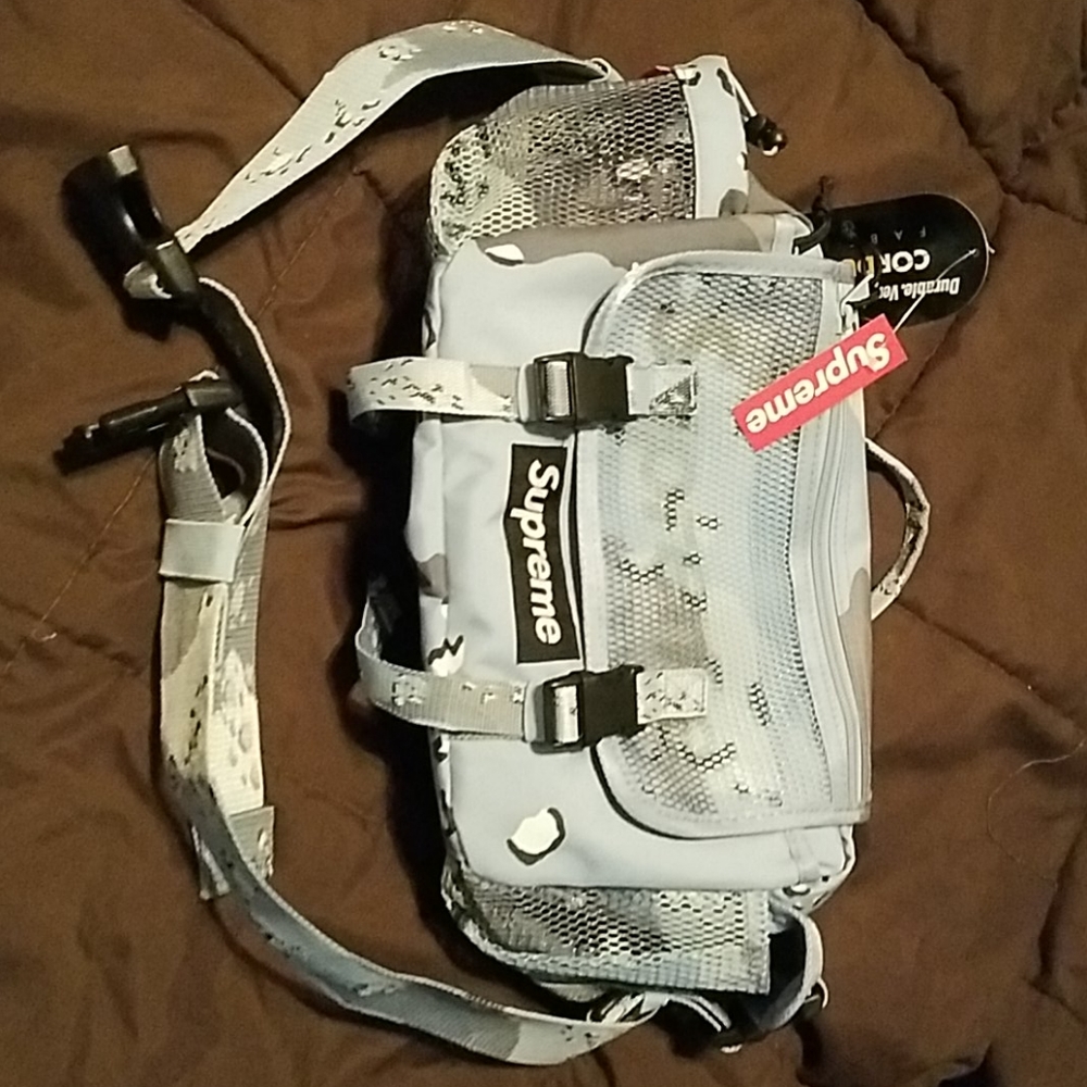 Supreme blue "chocolate chip" camo waist bag